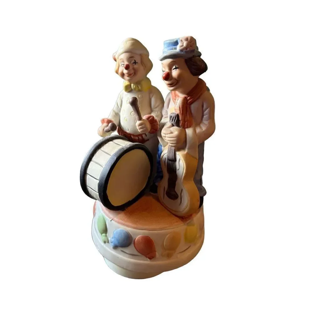 Vintage 1970s ALBERT E PRICE Porcelain Clown Music Box Send in the Clowns Works